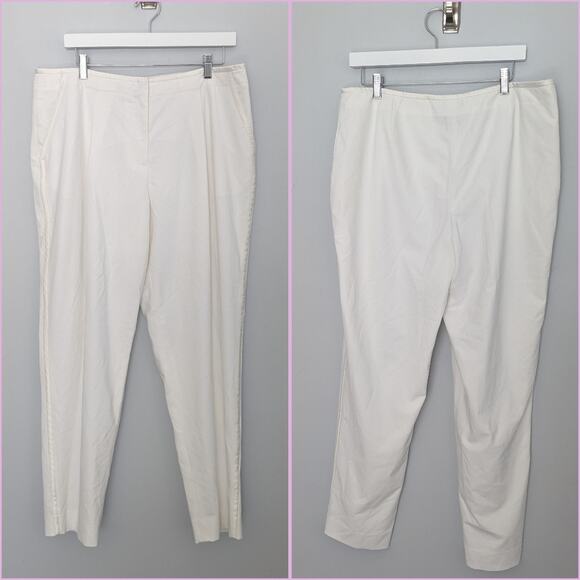 Lafayette 148 New York Pants - Women's Lafayette 148 Cream Satin Piped Cropped Pants Size 14 28" Inseam